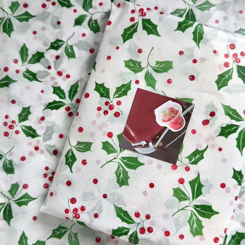 WTEMPO 40 Sheets 35*50CM Christmas Gift Wrapping Paper Christmas Series Pattern Printed Packaging Paper for Holiday Decorations and Gift Box Filling
