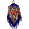 Ethnic Style Peony Tassel Shawl: Cotton Headscarf for Women - Warm Autumn/Winter Square Scarf & Sunscreen