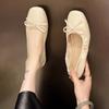 Fashion Spring Autumn Women Soft Bottom Comfortable Flat Shoes Butterfly Knot Milk Milk Soft Leather Fairy Shoes Low Heels Daily Use