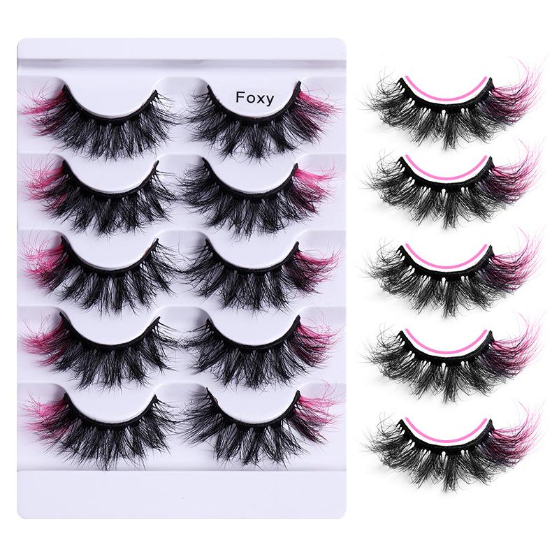 5 Pairs Of Colorful Dense Multi-Layer Soft Simulated Eyelashes, Natural Dense Curled Masquerade Eyelashes