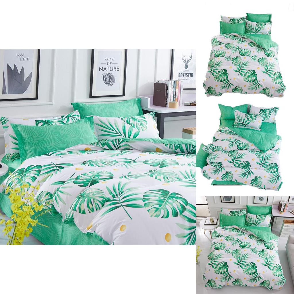 Ultra-soft Tropical Leaf Quilt Cover Doona Cover Duvet Cover Bedding Set Single Double King