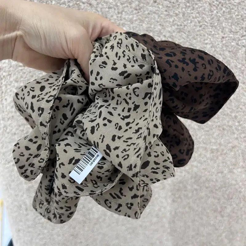 Vintage Leopard Print Large Scrunchie For Women Girls Sweet Hair Ornament Hair Tie Hair Band Hair Ring Hair Accessories