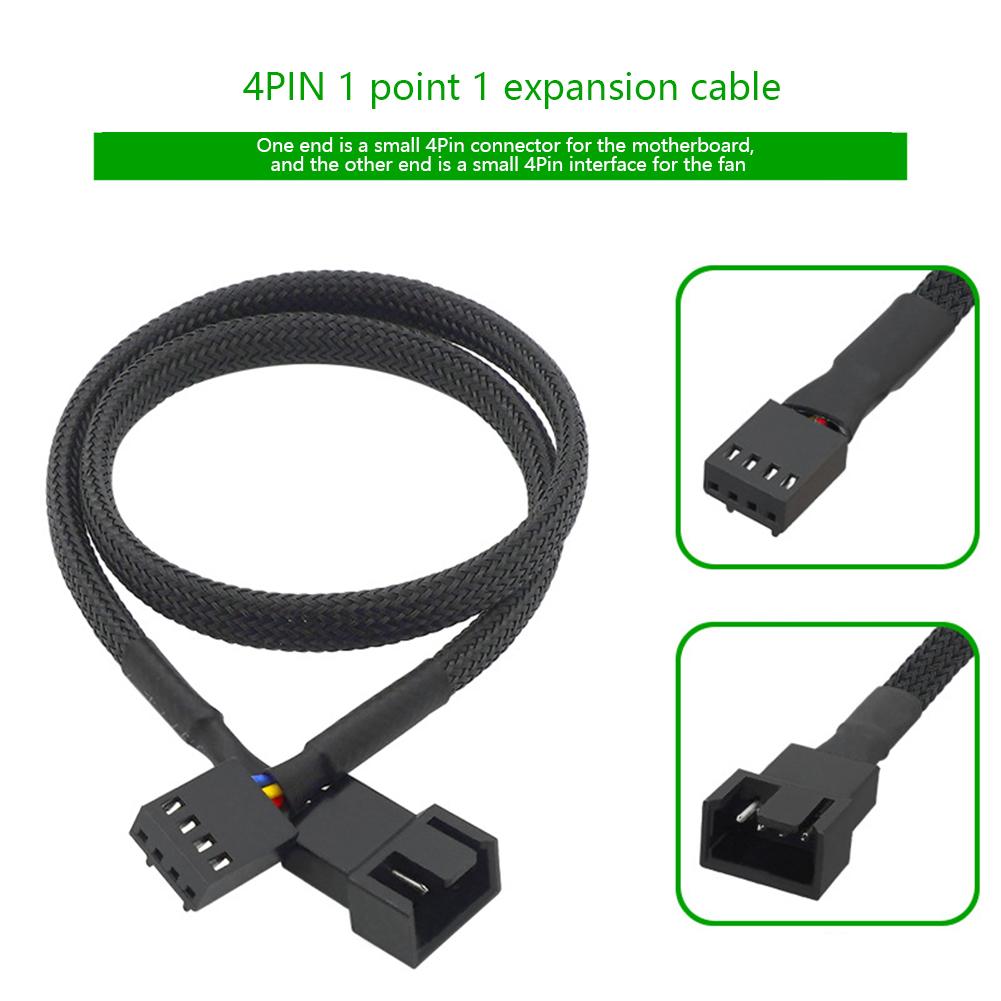 4-контактный PWM-кабель для вентилятора, 1-4/3/2/1-канальный разветвитель, черный удлинитель с рукавом, 27 см, удлинительные кабели PWM #469276