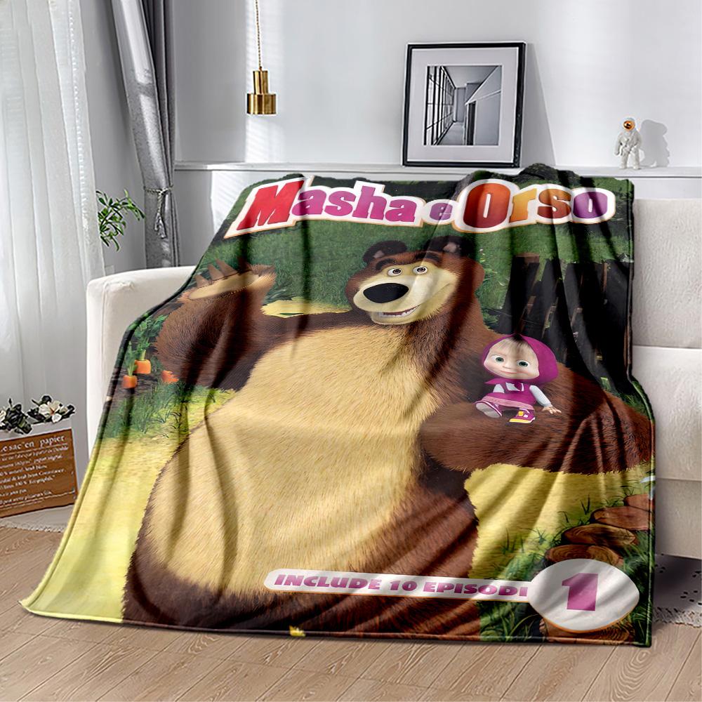 Masha Bear Blanket Comfortable Suitable for Office Bed Picnics Four Seasons Universal Modern Ideal Gift For Birthday Valentine'S Day