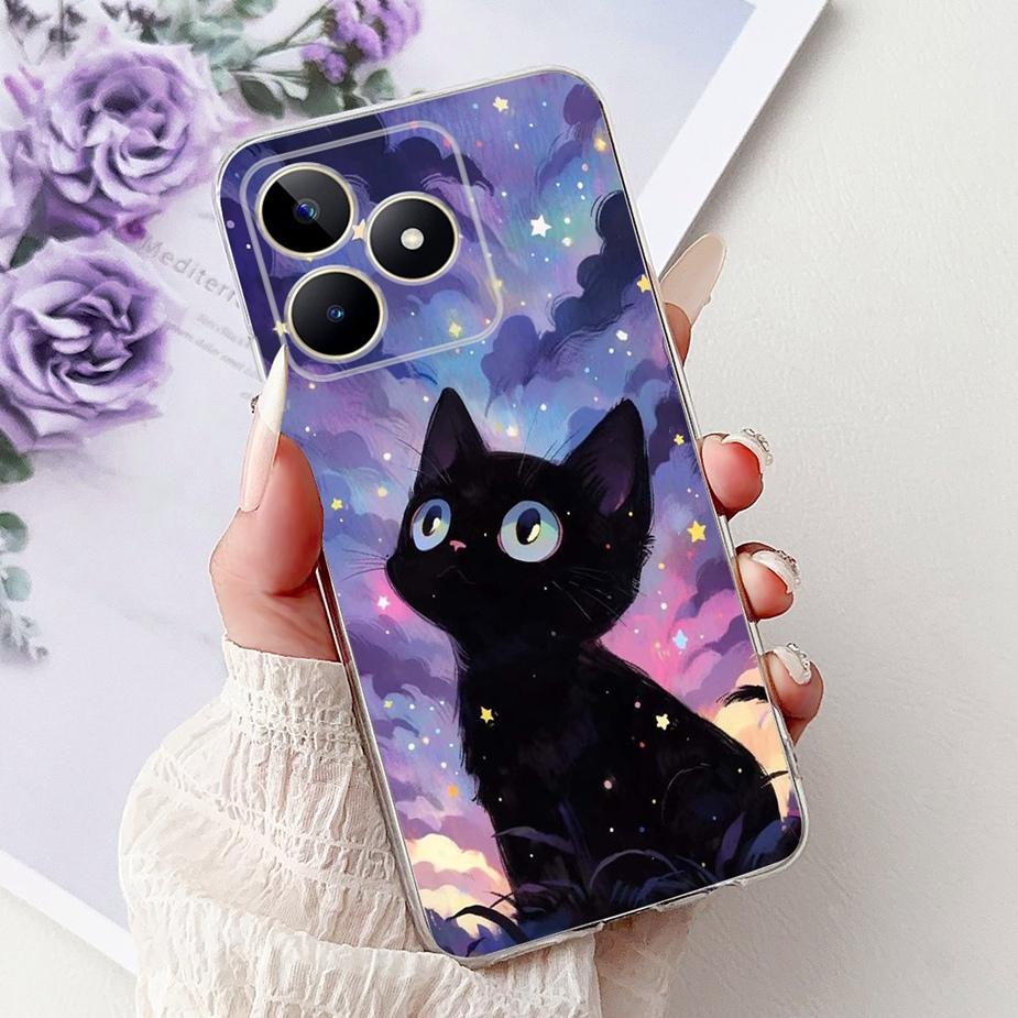 For Realme Note 50 Case RMX3834 Cute Cat Painted Cover Clear Silicone Soft TPU Phone Case For Realme Note 50 Note50 Fundas Coque