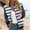 Женская модная повседневная полосатая куртка с принтом в стиле пэчворк на молнии с карманами