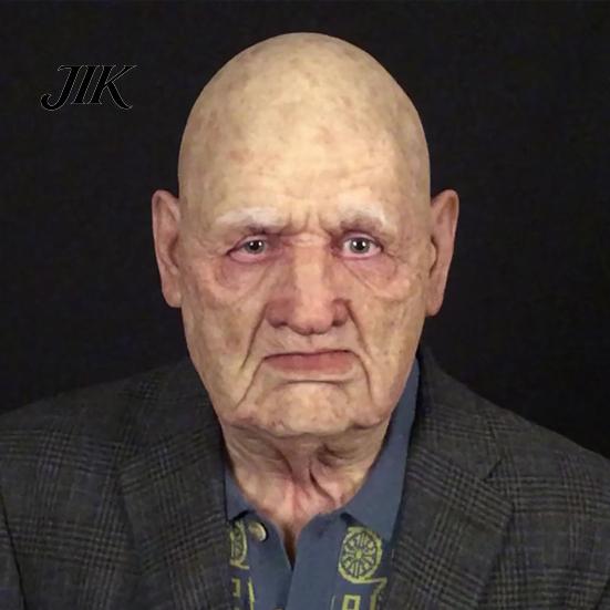 Unique Halloween Cosplay Prop Old Man Masque for Adults Realistic Latex Elderly Human Full Head Horror Game Cover with Lifelike Wrinkle Masquerade