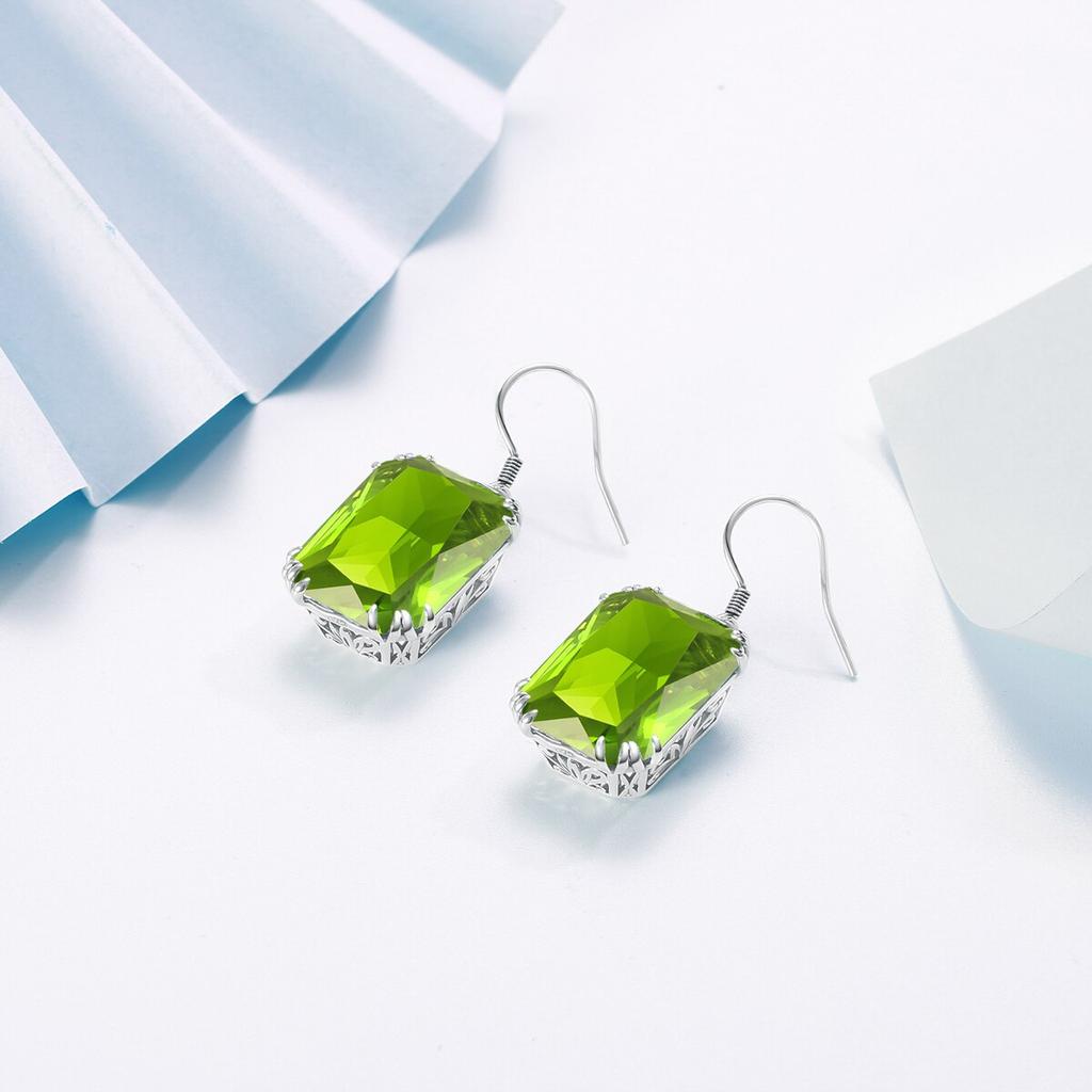 High Quality Woman Jewelry Silver 925 Earrings For Women Elegant Peridot Drop Earrings Anniversary Party Gift Female