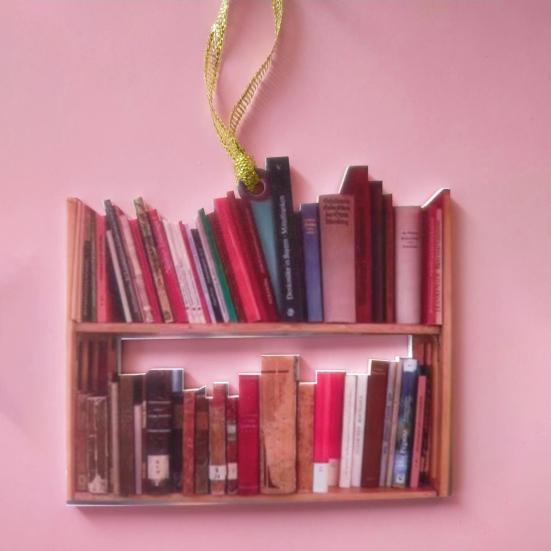 Reading Vintage Book Christmas Ornament Acrylic Craft Colorful Stacked Book Hanging Ornament Christmas Tree Decorative Props Holiday Party Home