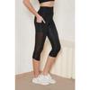 Women's Black High Waist Capri Sports Tyat Compact Tulle Detailed Double Pocket Women's Capri Sports Leggings