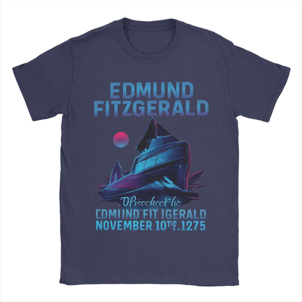 Edmund Fitzgerald T Shirt Summer Great Ship Cotton T-Shirts For Male Trending Loose Tee Shirt Short Sleeves Streetwear Tops