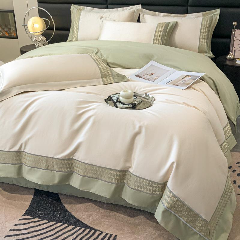 Class A Long-staple Cotton Bed Four-piece Set Pure Cotton High-count High-density Embroidered Bed Sheet Duvet Cover Fitted Sheet Duvet Cover