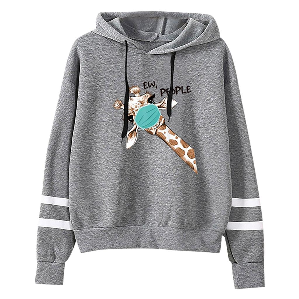 Womens Long Sleeve Hoodie Sweatshirt Letters Hooded Pullover Tops Blouse