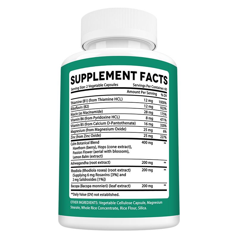 Fearathe Calm Support Supplement, with Ashwagandha, Rhodiola & Bacopa, 120 Veggie Caps