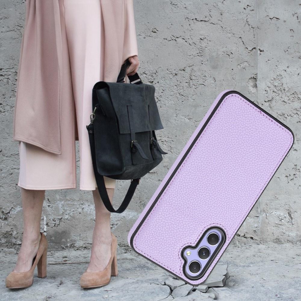 Leather case for Samsung Galaxy A25 5G, Lychee leather case, purple + 9H glass
