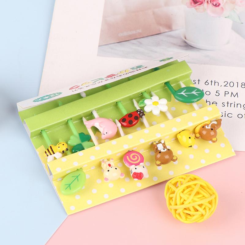 12 шт., зубочистка для выбора фруктов, украшение для вечеринки, животное, мультяшная еда, фруктовые вилки