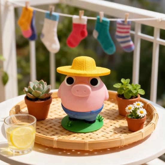 Farmer Pig Coin Bank Funny Animal Money Box with Hat Novelty Coin Holder Large Slot Cartoon Piggy Bank for Easy Coin Saving