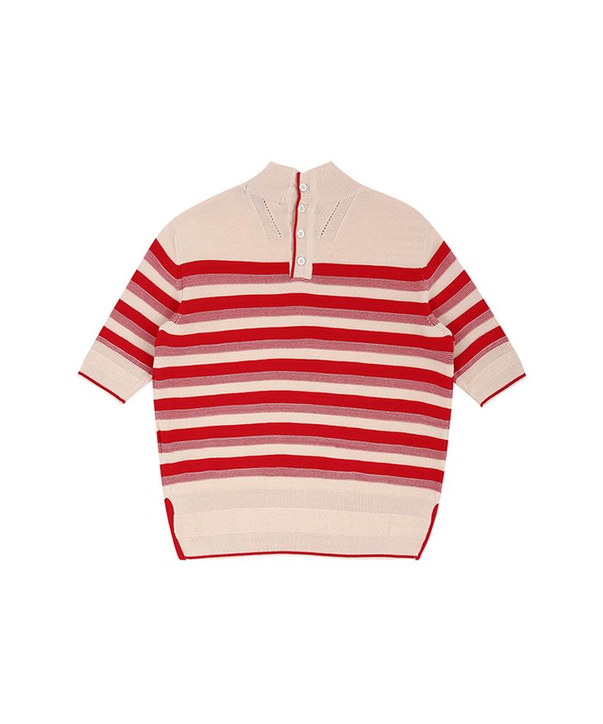AVEN Hampton Striped Mid-Neck Knit Red