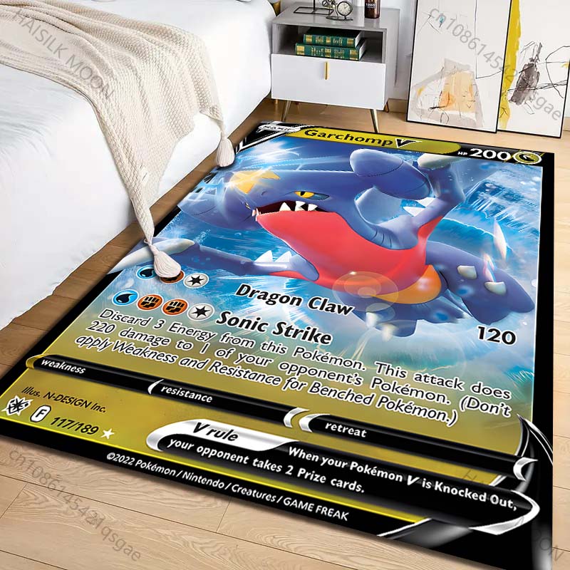 Ковер с принтом карточки Pokémon Garchomp разных размеров для гостиной, спальни, детской комнаты, домашнего декора, ковер для зоны, накидка на диван, прихожая, игровой коврик