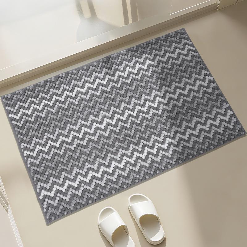 Ripple Texture Chenille Bath Mat, Plush Tufted Bathroom Carpet, Ultra Soft Fast-Absorbing, Rapid-Dry with TPR Anti-Slip Base