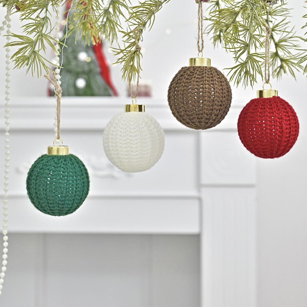 Christmas Tree Ornaments Boho Crochet Home Decor 12 Pieces Yarn Holiday Tree Ornaments For Party Garland Wreath Living Room