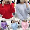 Skinny Style Womens Casual Long Sleeve Knitted Pollover Loose Jumper Tops Sweater Knitwear