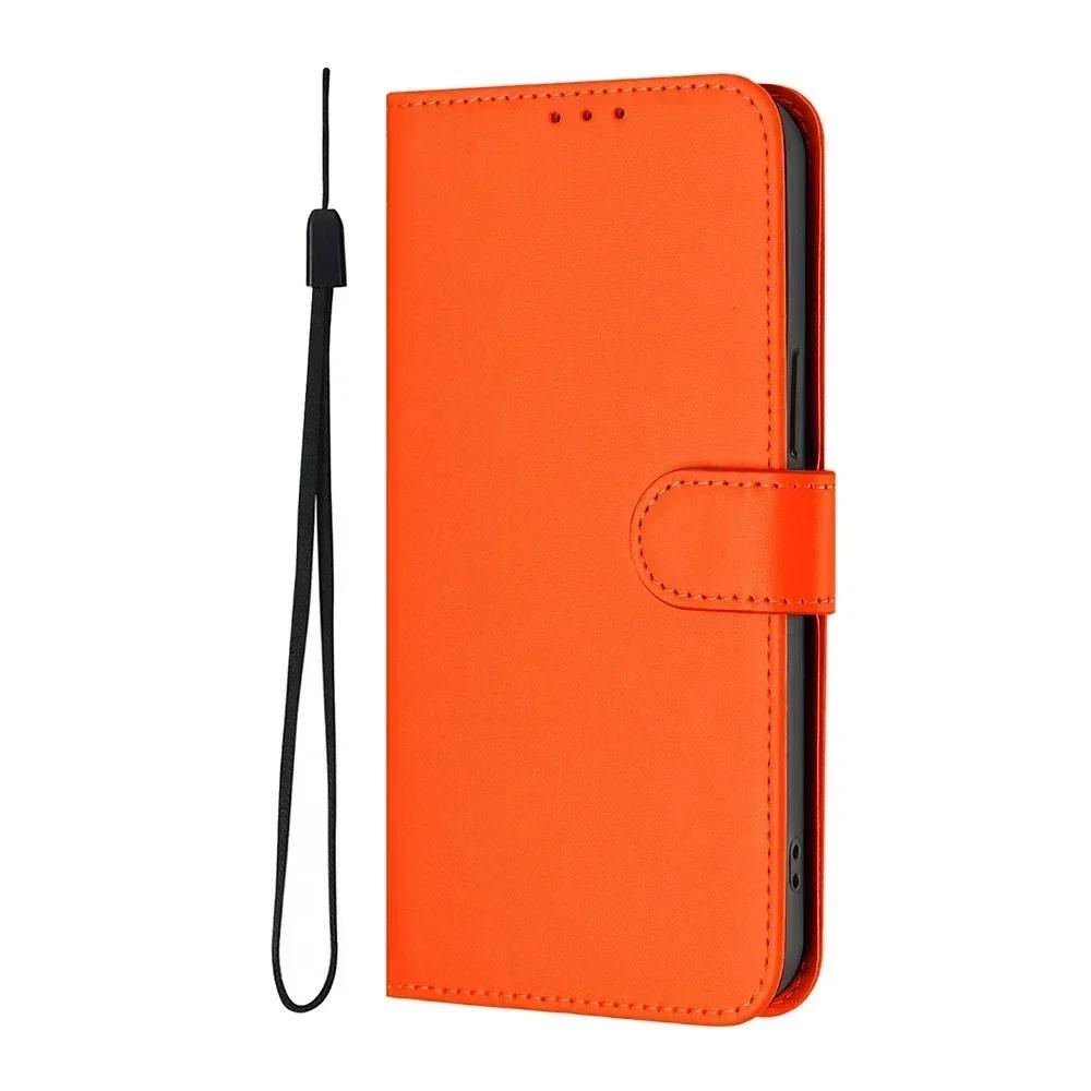 Однотонный чехол-кошелек для Realme 13 Pro Plus 12 GT 6 6T C67 C65 C63 C61 C55 C53 C51 Note 60 50 Держатель для карт Ремешок Чехол для телефона