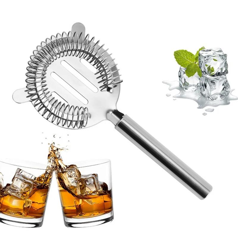 Фильтр для коктейлей, блокировщик льда, нержавеющая сталь, пружинный, люксовый фильтр, круглая ручка, разделитель льда, барный профессиональный барменский инструмент