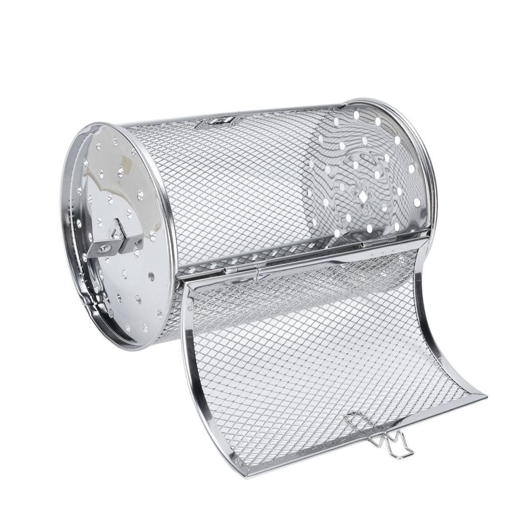 Rolling Grill Cage Dishwasher Safe Stainless Steel Rotating Grill Basket for Peanuts Coffee Beans