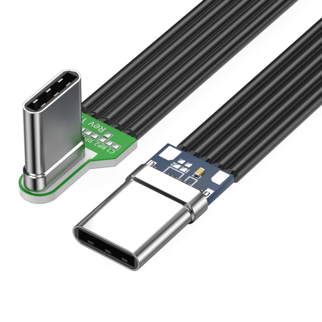 Гибкий кабель Type C - Type C плоский силиконовый мягкий провод с левым и правым угловыми разъемами, 8 вариантов длины для камер и электроники