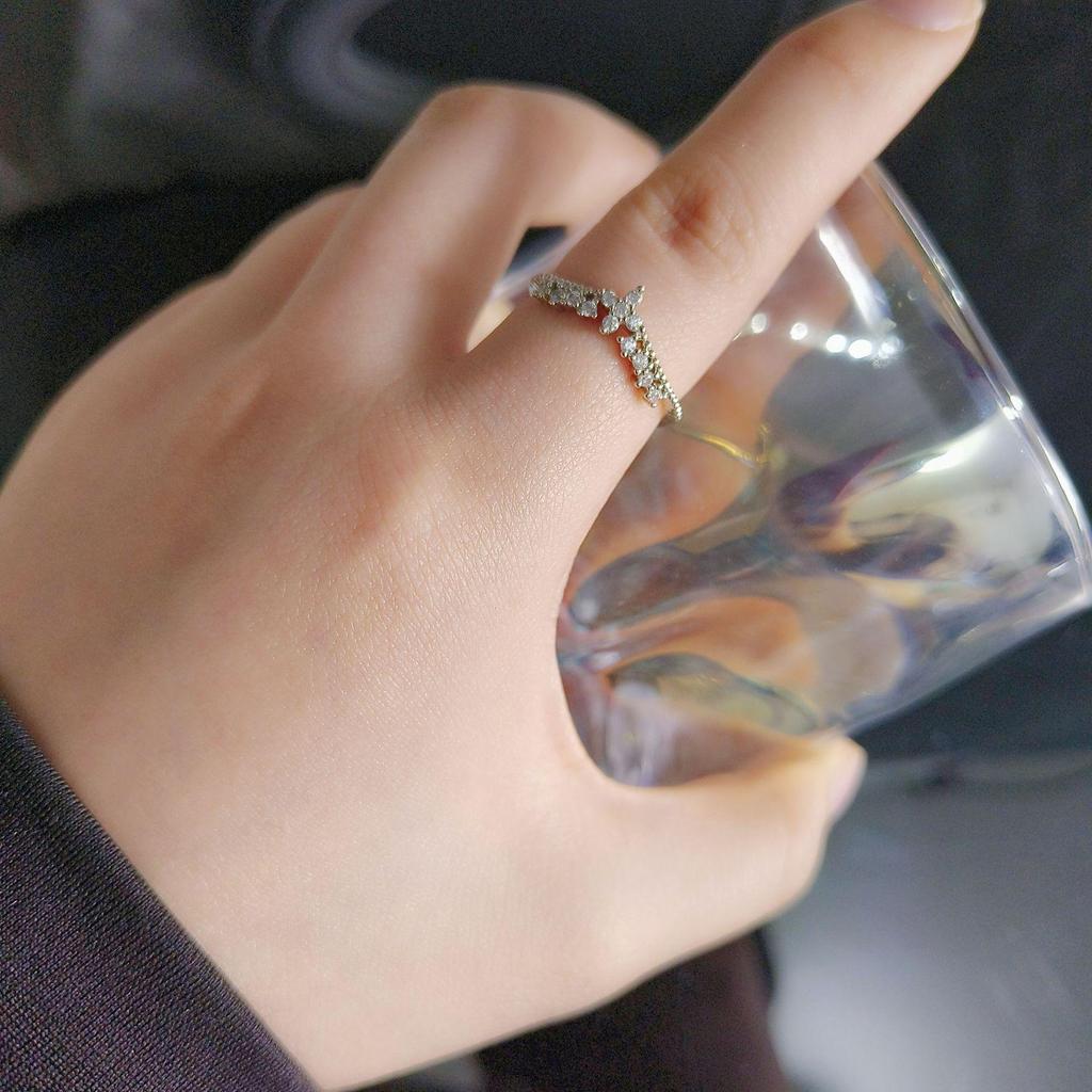 Кольцо-корона из циркония в корейском стиле: Трендовый, Роскошный и Модный Регулируемый Дизайн