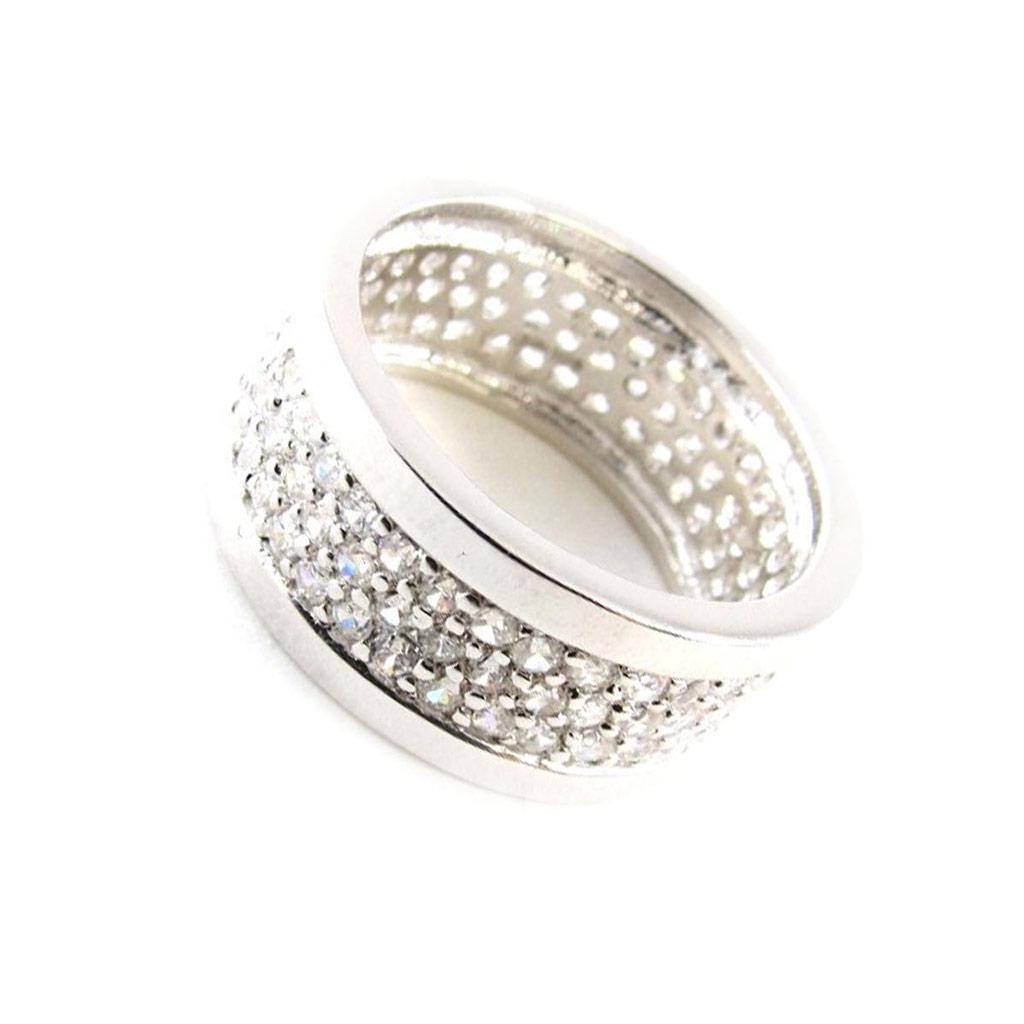 Серебряное обручальное кольцо "Богиня" белое серебро (родий) - 8 мм