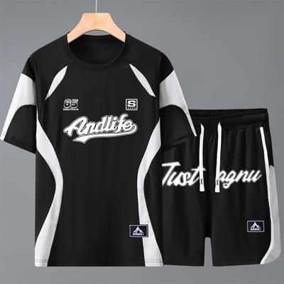 Плюс размер 5XL-12XL Большой размер спортивный комплект из 2 предметов Мужские футболки с коротким рукавом Большие шорты комплекты