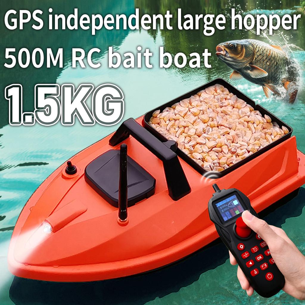 GPS Remote Control Bait Boat with Independent Larger for Fishing, Smart Fishing Drone with Auto Return, 500M Remote Range, Night Lights, O