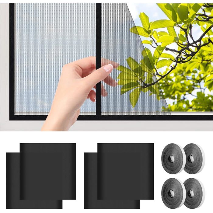 Moustiquaire fenêtre - ZGEER - ZGEER - 130x150 cm - Lot de 4 - Sans perçage