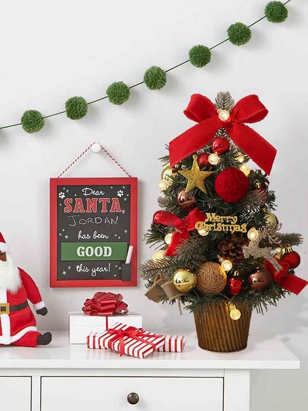 Искусственная рождественская елка с подвесными украшениями, маленькая рождественская елка, рождественская елка, настольное украшение для рождественской вечеринки