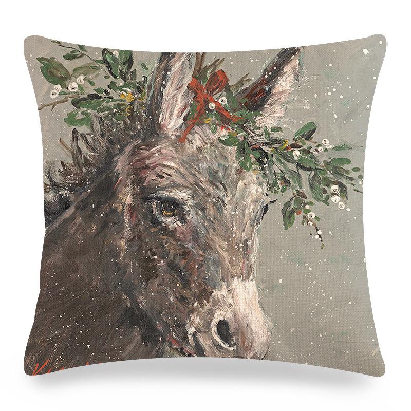 Happy And Cute Donkey Digital Printing Short Plush Pillow Covers Decorative For Car Sofa Office Cushion Cover Home Goods