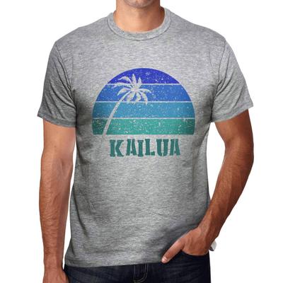 Мужская винтажная футболка Футболка с рисунком Kailua Sunset Grey Marl