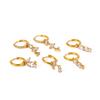 Fanhua Jewelry Tiktok Hot Selling Tarnish Free 18K Gold Plated Stainless Steel CZ Marquee Earring