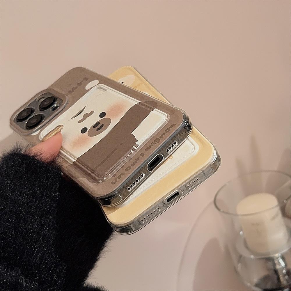 Cute Cartoon 3D Scarf Bear Duck TPU Card Bag Case For iphone 17 16 15 14 13 12 11 Pro Max X XR XS Max 7 8 Plus Shockproof Cover