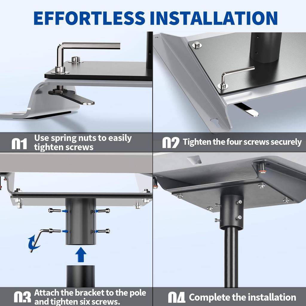 Source Factory Starlink Flat High Performance Pipe Adapter with Pole Roof Mount Options Starlink Mini Satellite Install Kit
