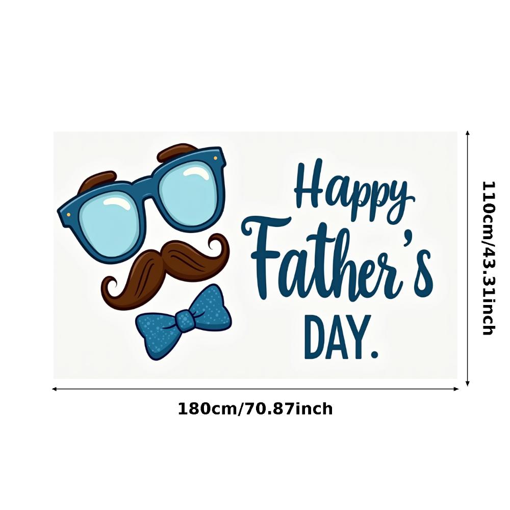 Colorful Design Event Banner Durable Material Celebration Banner Mustache Graphic Bow Tie Illustration Father's Day Prop