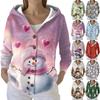 Женский модный повседневный свитер на пуговицах с принтом, кардиган, куртка с капюшоном