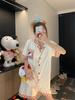 Korean version contrasting color collar soft cute pocket Kitty cat pajamas women's summer short-sleeved shorts set princess style loungewear
