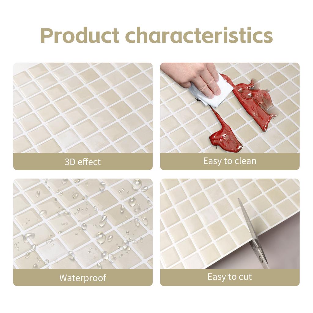 10x10 дюймов x 10 шт. 3D мозаичные виниловые плитки для фартука, самоклеящиеся, отклеивающиеся наклейки-плитка "под метро" для наклеивания на настенную плитку