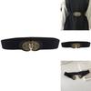 Black Retro Floral Waist Belt For Women Comfortable Elastic Styling Accessory For Outfits