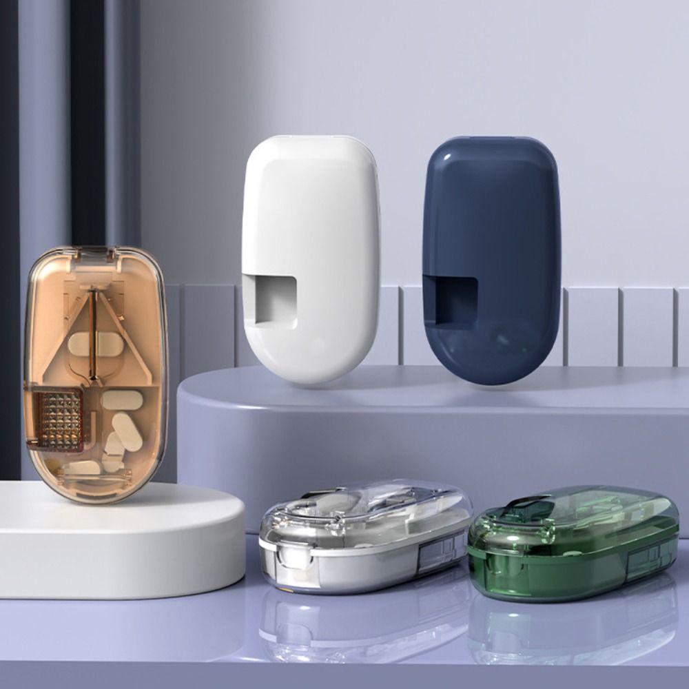 Multifunctional Pill Box with Pill Cutter 3 in 1 Medicine Tablet Storage Box for Home Travel