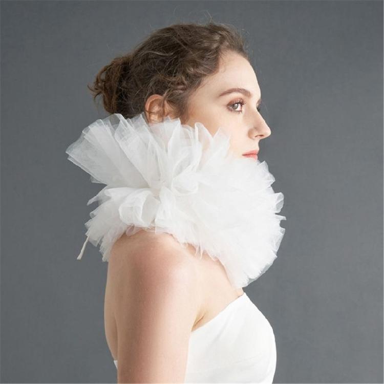 Классический многослойный белый сетчатый съемный воротник-жабо для женщин, винтажный викторианский воротник-гофры, клоунский чокер, реквизит