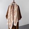 Double Sided Warm Thick Long Scarf Winter Women Flower Printing Tassel Scarves Elegant Shawl For Mom Gift Cashmere Imitation