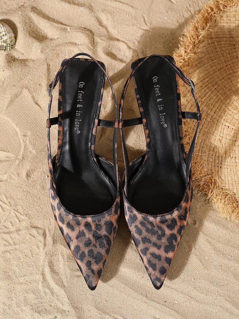2025 Леопардовый принт Остроносые Туфли-шпильки - Ретро Низкий вырез Мода для Повседневной Уличной Одежды